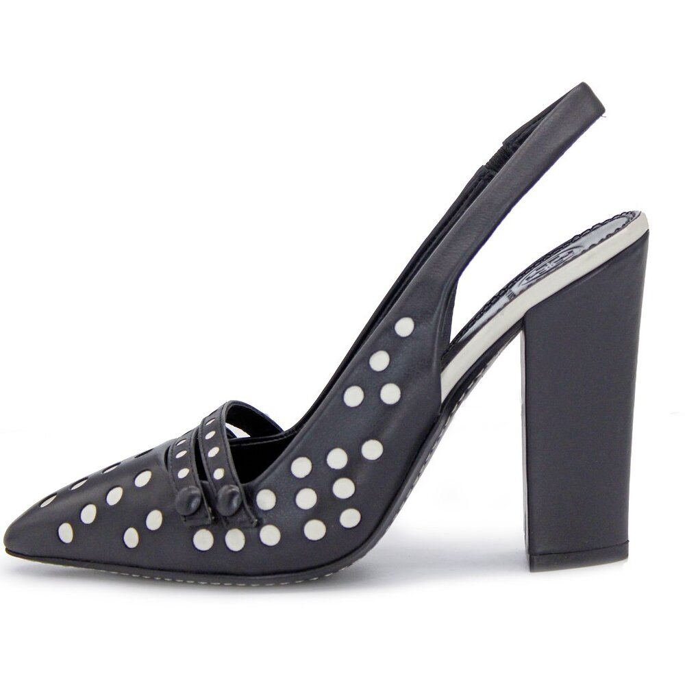 Tory Burch ‘Kay’ Women's Leather Mod Dot Black/Ivory Slingback Pumps: Size 8 M